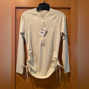 Salt Life Women’s Cream L/S Half Zip Crew DriFit Shirt With Gathered Sides Small